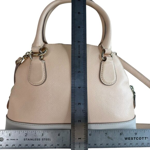 Coach Crossgrain Leather Mini Cora Crossbody Bag Satchel Bicolor Apricot Chalk - Picture 3 of 15